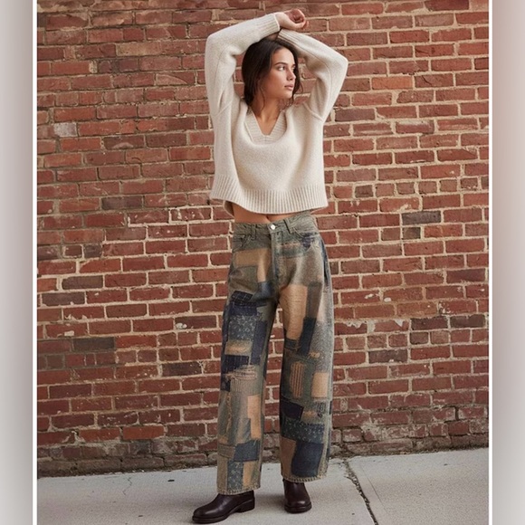 We The Free Denim - NWT We The Free Illusions Printed Relaxed Jeans~Indigo Combo